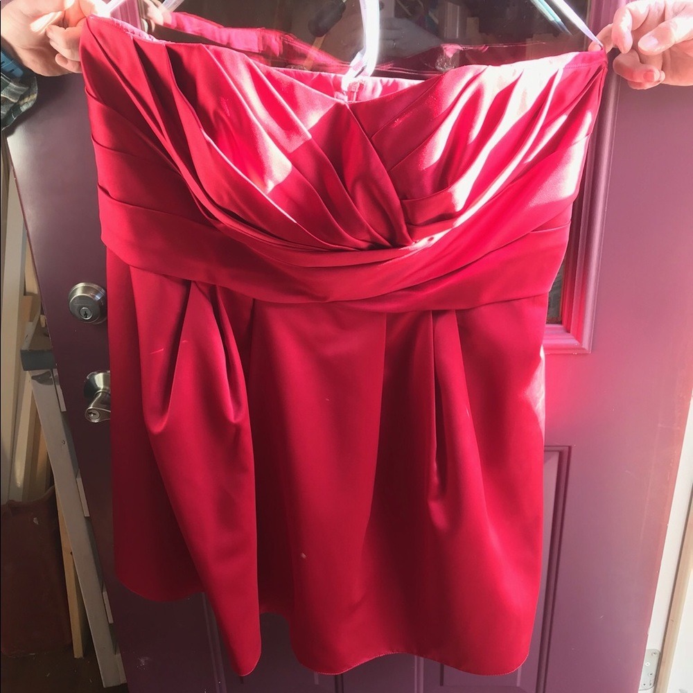 Candy apple red strapless dress bridesmaid/formal